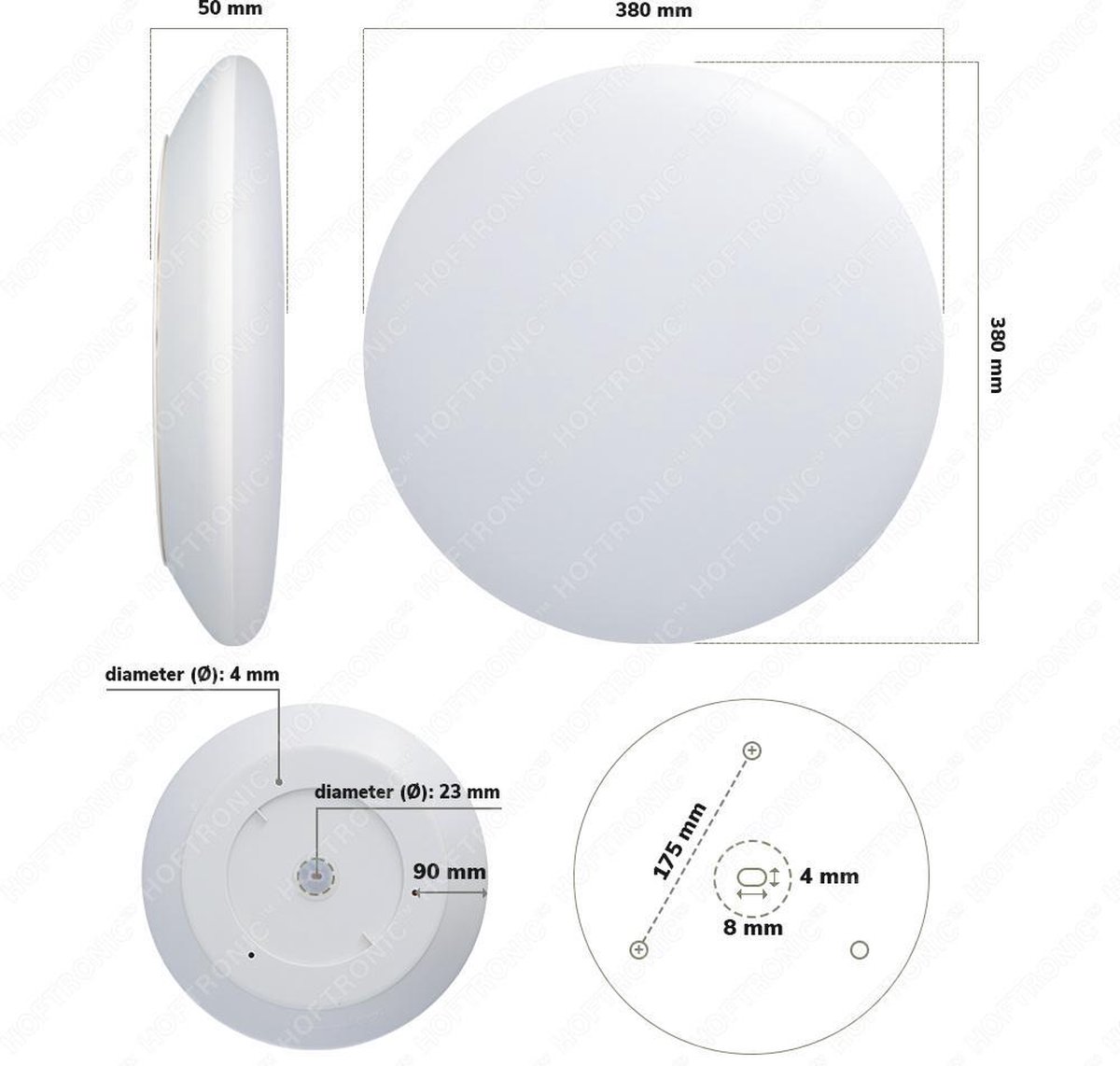 LED Smart Plafondlamp WiFi + Bluetooth 25W Lichtkleur instelbaar - 2600lm - IK10 - Ø38cm IP65 - Wit