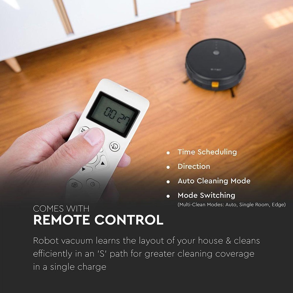 V-tac Smart Robotstofzuiger Self Charging met Laadstation - Zwart