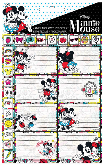 Disney etiketten Minnie Mouse junior papier wit 8 stuks