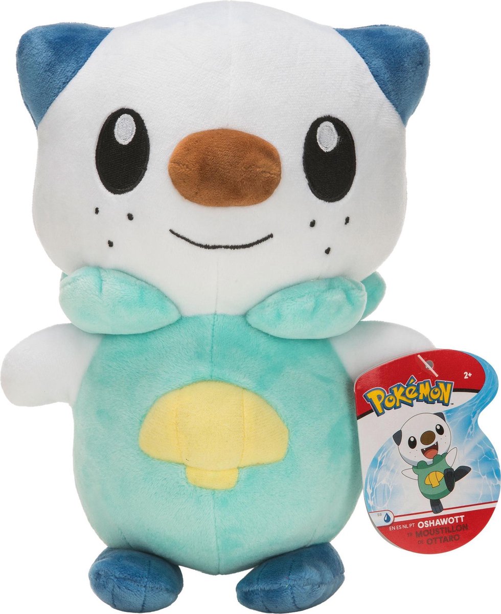 Pokémon knuffel Oshawott junior 20 cm pluche/wit - Groen