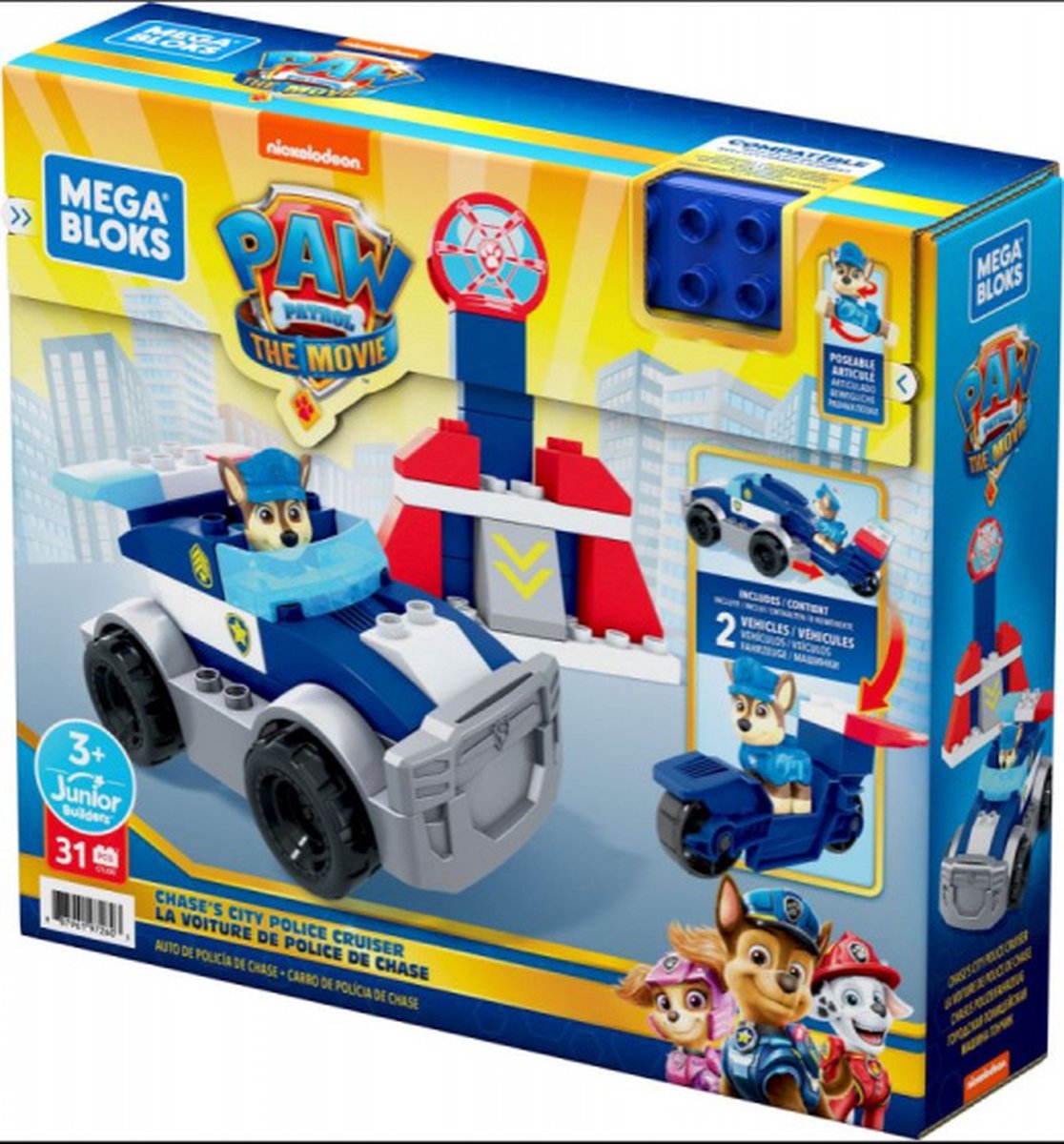 Nickelodeon speelset Paw Patrol Mega Blocks 15,2 cm 31 delig - Blauw