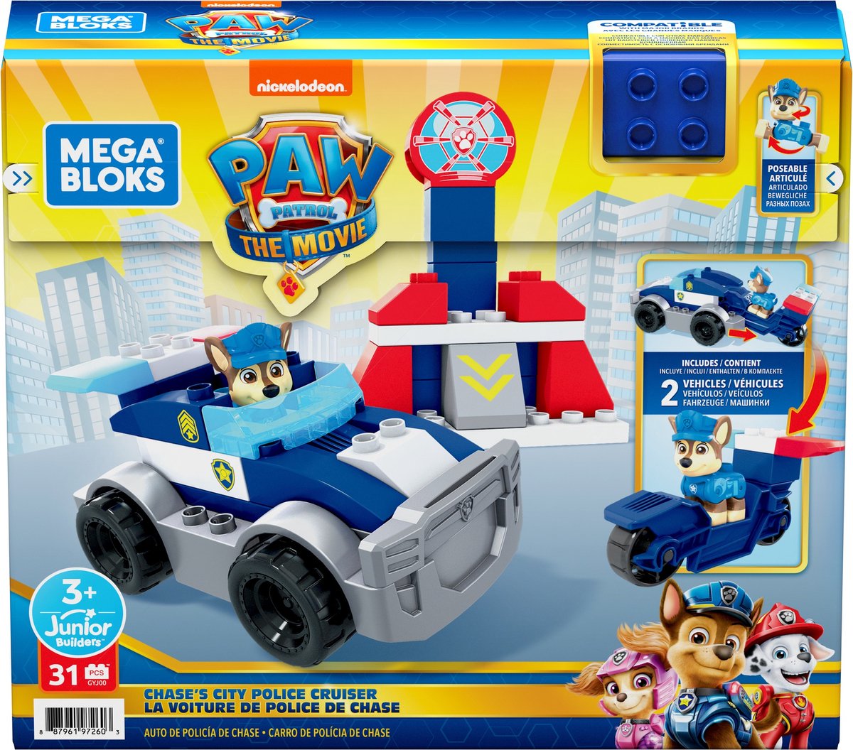 Nickelodeon speelset Paw Patrol Mega Blocks 15,2 cm 31 delig - Blauw