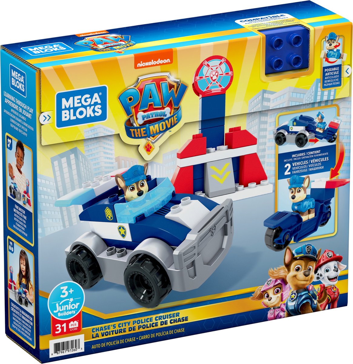 Nickelodeon speelset Paw Patrol Mega Blocks 15,2 cm 31 delig - Blauw