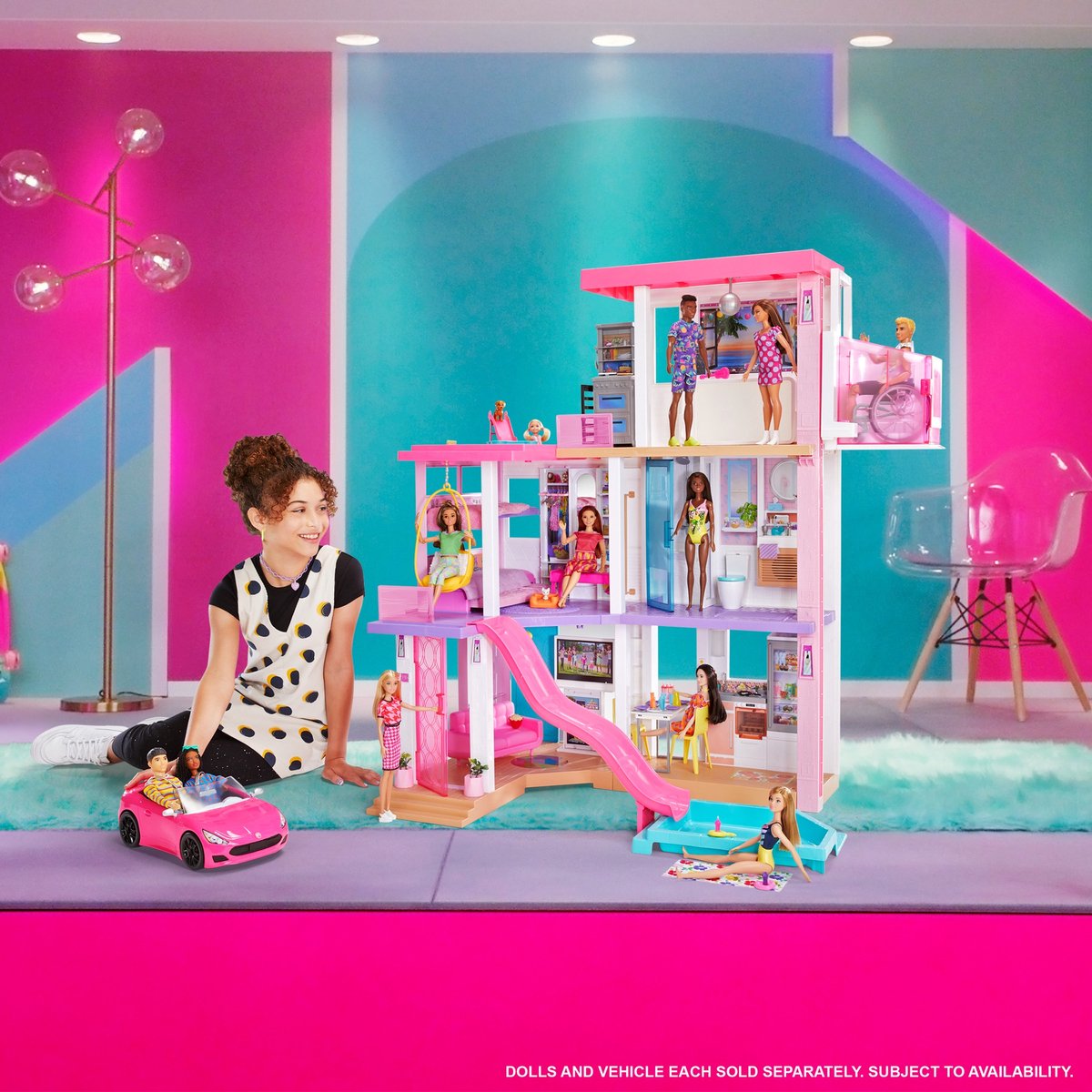 Barbie speelset Dreamhouse meisjes 1,9 meter 75 delig - Roze