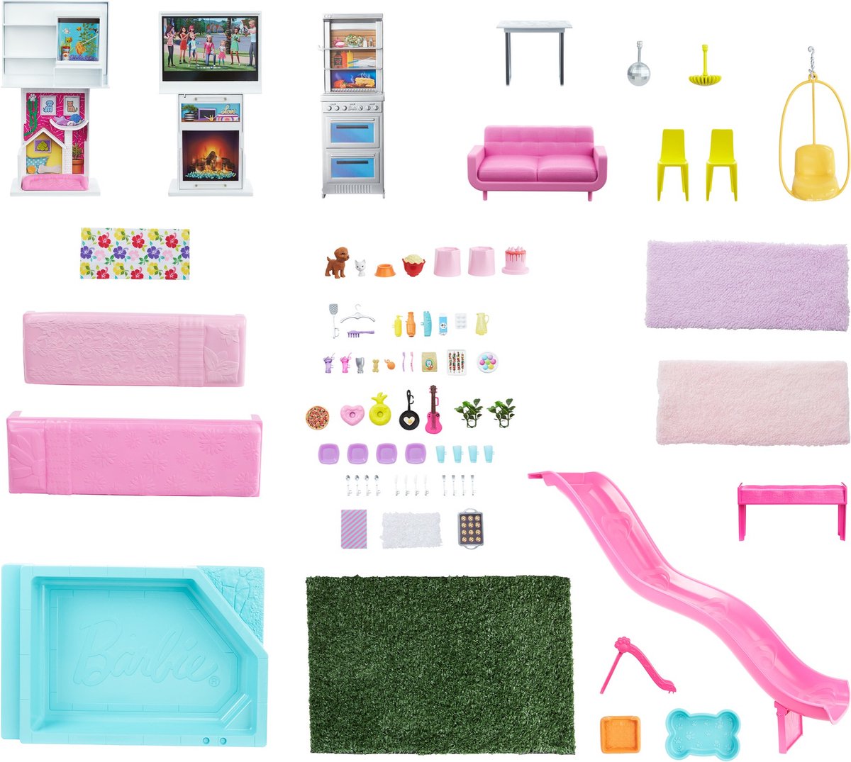 Barbie speelset Dreamhouse meisjes 1,9 meter 75 delig - Roze