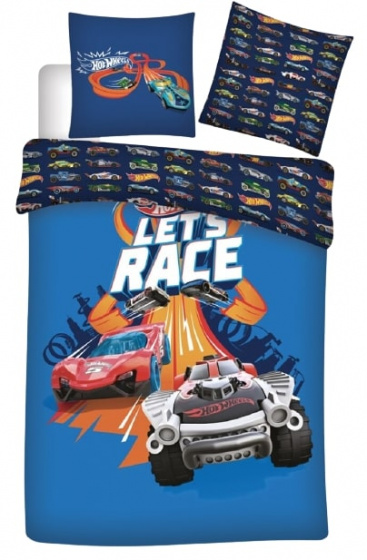 Hot Wheels dekbedovertrek junior 140 x 200 cm microfiber - Blauw