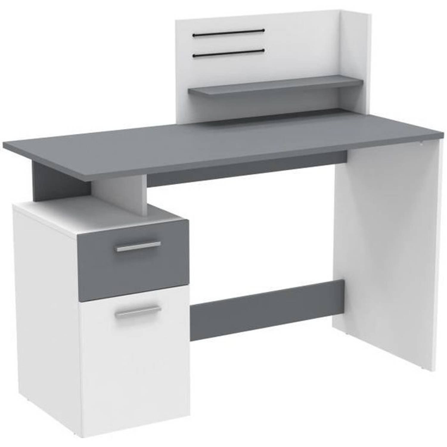 Demeyere Platon Bureau 1 Deur 1 Lade En Grijs - L 121,5 X H 109,7 X D 55,1 Cm - Wit