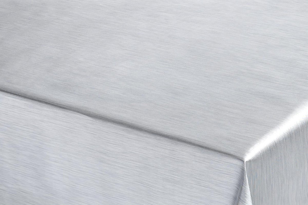 Bellatio Design Luxe Tafelzeil/tafelkleed Zilveren Metallic Look 140 X 250 Cm - Tuintafelkleed - Silver