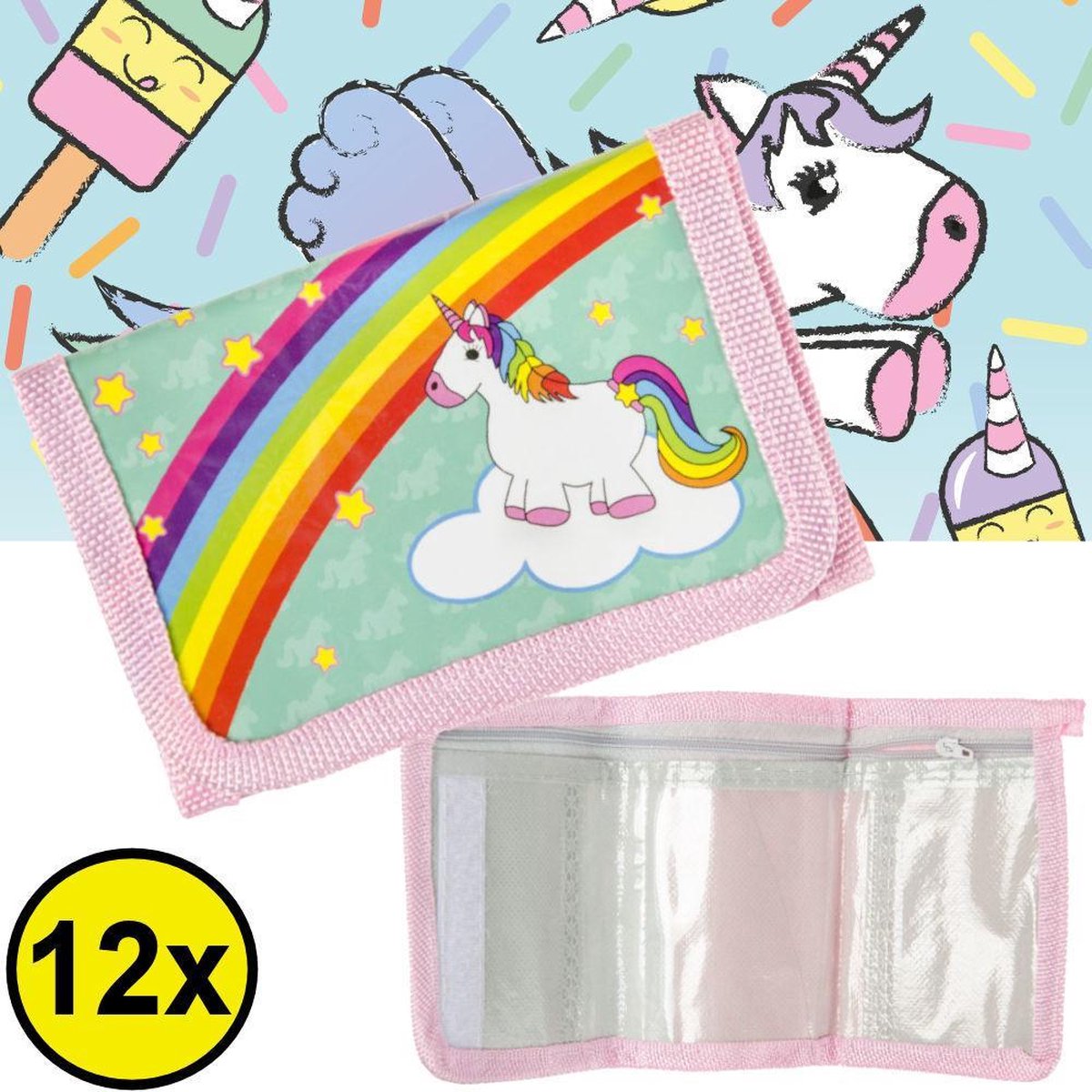 Decopatent ® Uitdeelcadeaus 12 Stuks Unicorn Kinder Portomonnees -