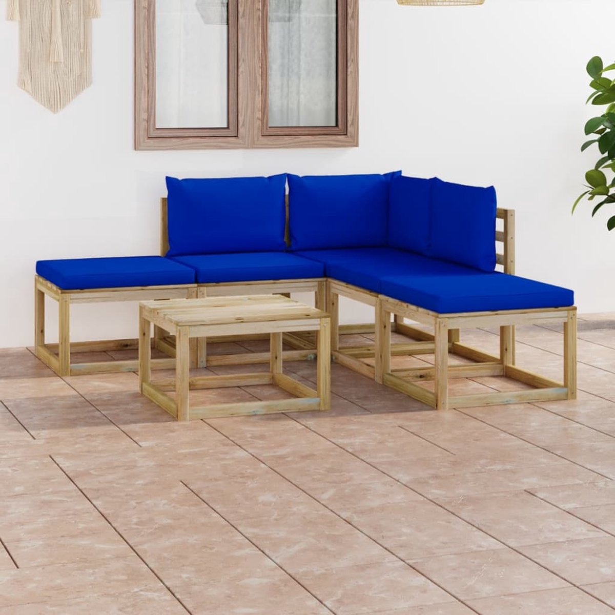 Vidaxl 6-delige Loungeset Mete Kussens - Blauw