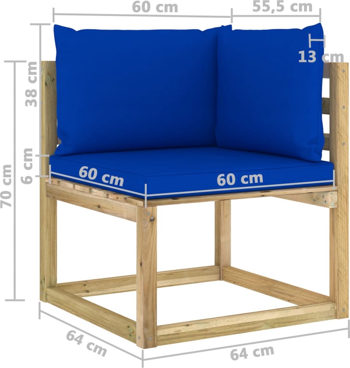 Vidaxl 11-delige Loungeset Met Kussens Geïmpregneerd Grenenhout - Blauw