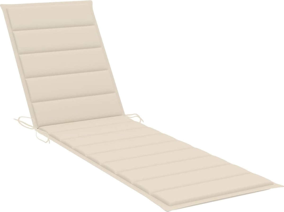 Vidaxl Ligbedden 2 St Met Crèmekleurige Kussens Massief Teakhout - Bruin