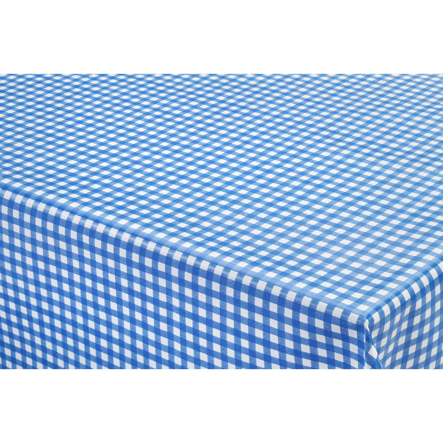 Bellatio Design Tafelzeil/tafelkleed Boeren Ruit/wit 140 X 300 Cm - Tuintafelkleed - Blauw