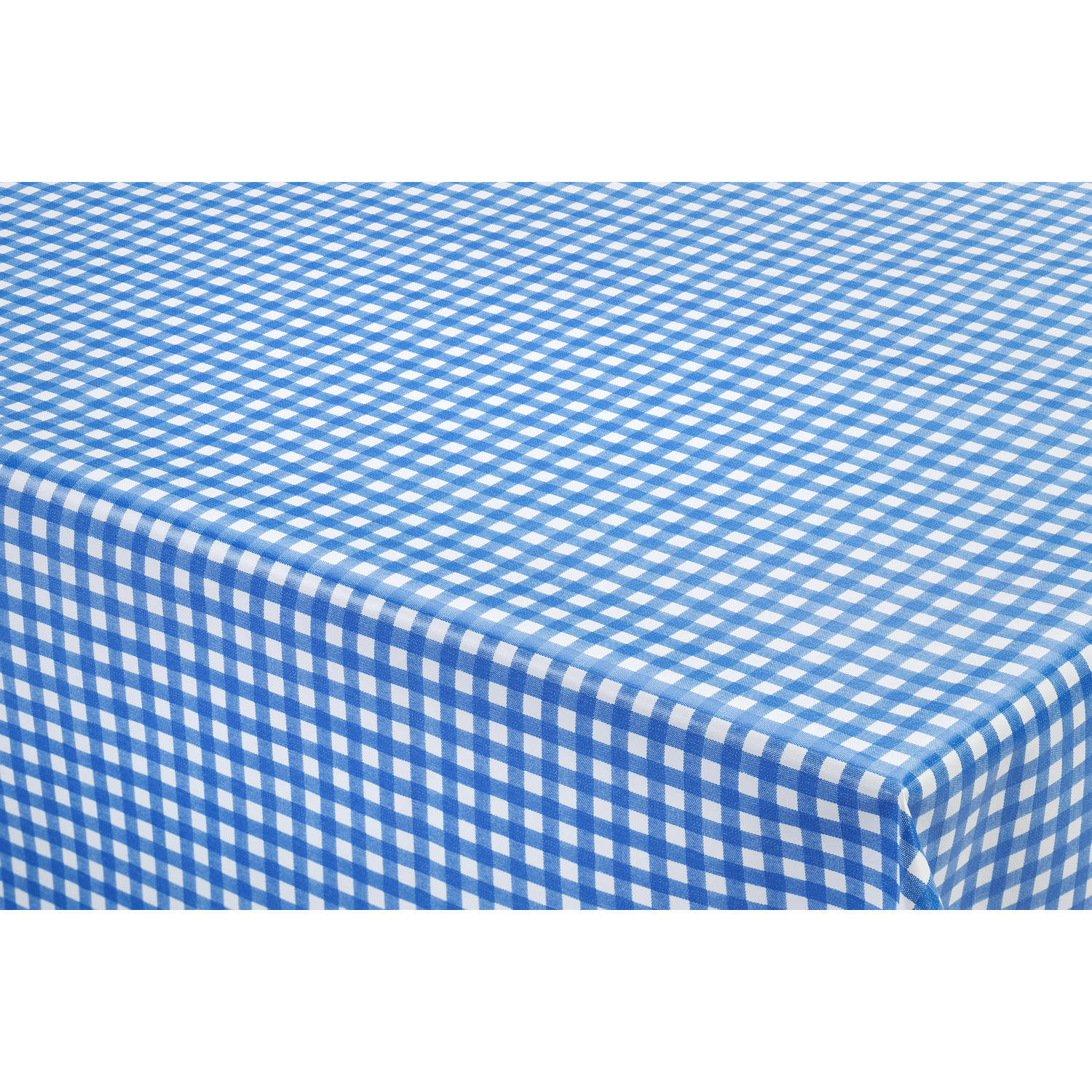 Bellatio Design Tafelzeil/tafelkleed Boeren Ruit/wit 140 X 250 Cm - Tuintafelkleed - Blauw
