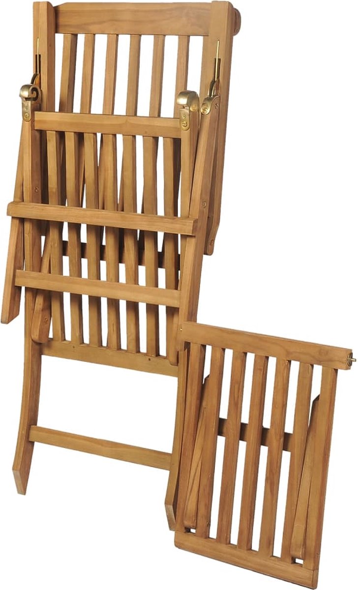 Vidaxl Ligstoelen 2 St Met Voetsteun Massief Teakhout - Bruin