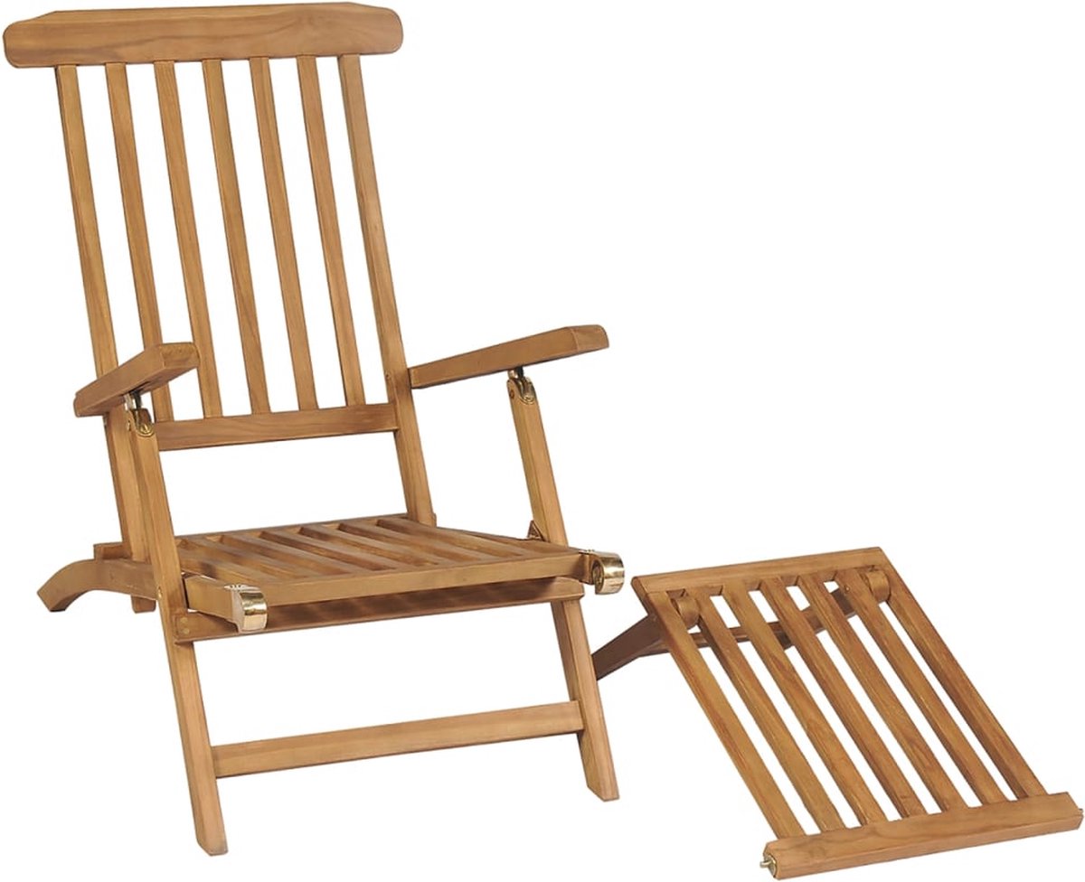Vidaxl Ligstoelen 2 St Met Voetsteun Massief Teakhout - Bruin