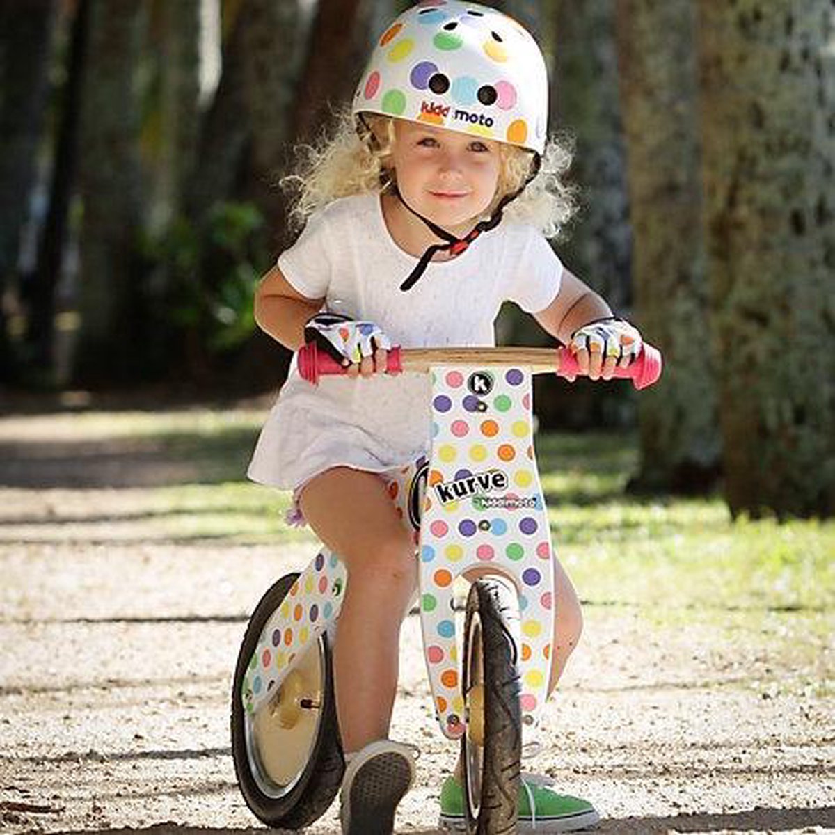 Kiddimoto Red Dotty Kinderhelm - Rood