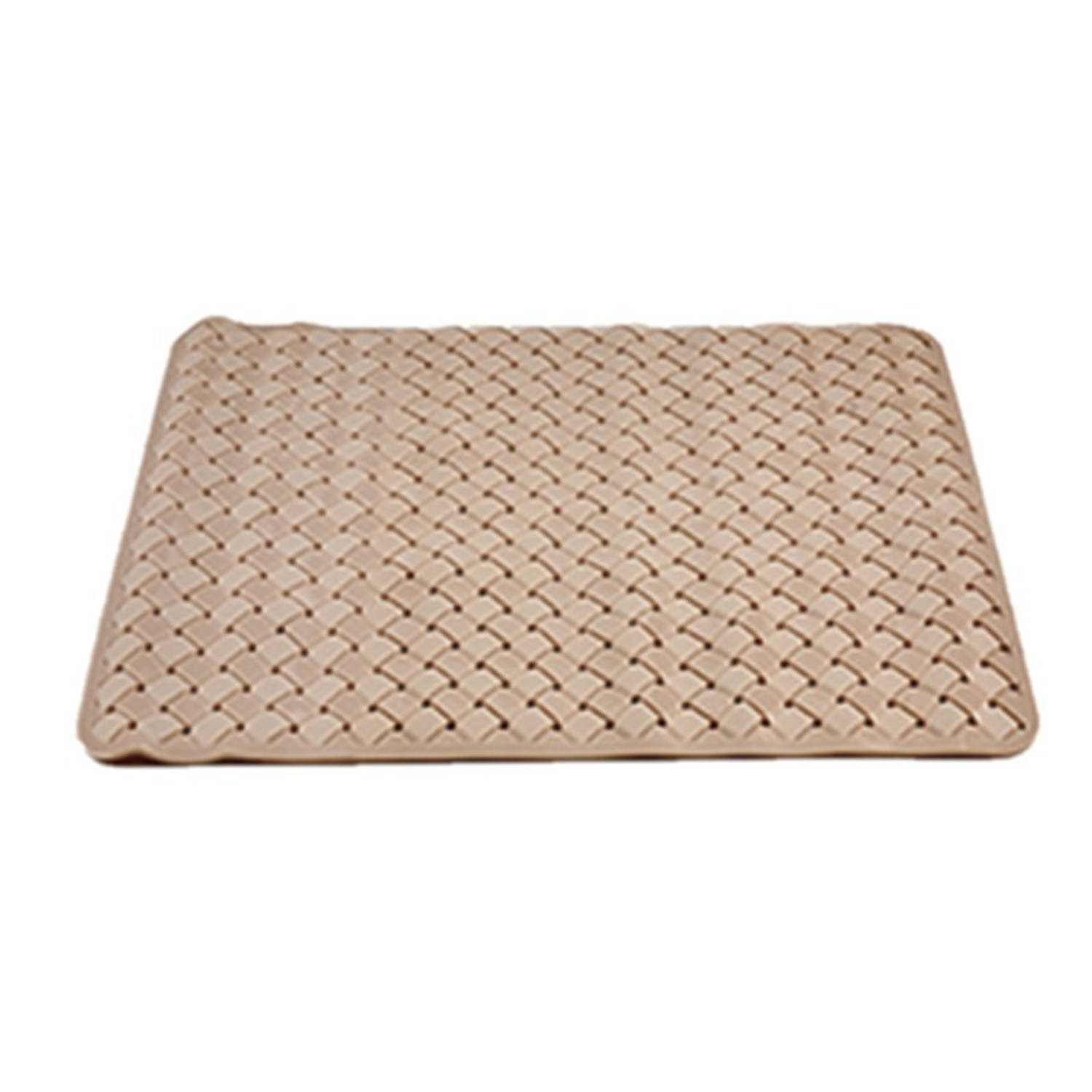 Badmat/douchemat Mocca Geweven Patroon 50 X 50 Cm - Anti-slip Mat Voor In De Douchecabine - Bruin