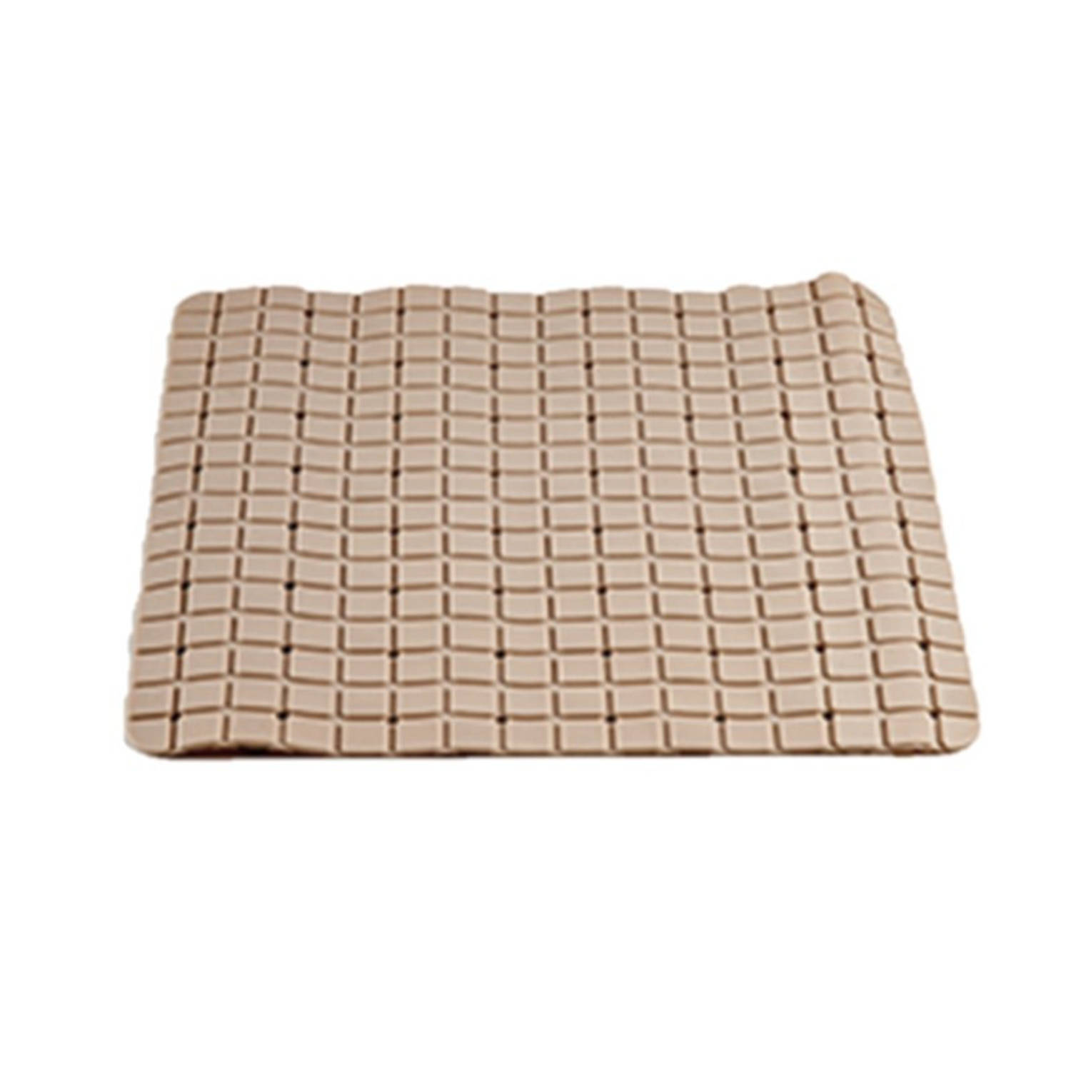 Badmat/douchemat Mocca Vierkant Patroon 50 X 50 Cm - Anti-slip Mat Voor In De Douchecabine - Bruin