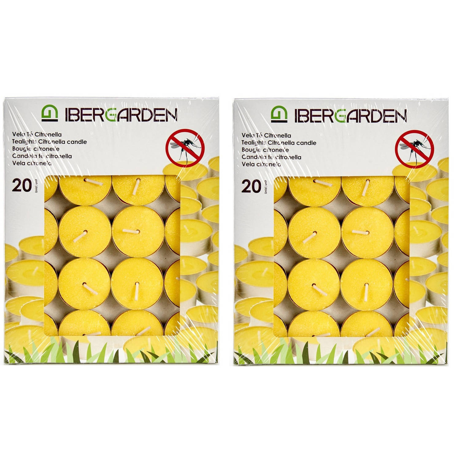 40x Stuks Geurkaarsen/waxinelichten Citronella - Sfeerkaarsen Citronellageur - Waxinelichtjes - Anti-muggen Citronella - Geel