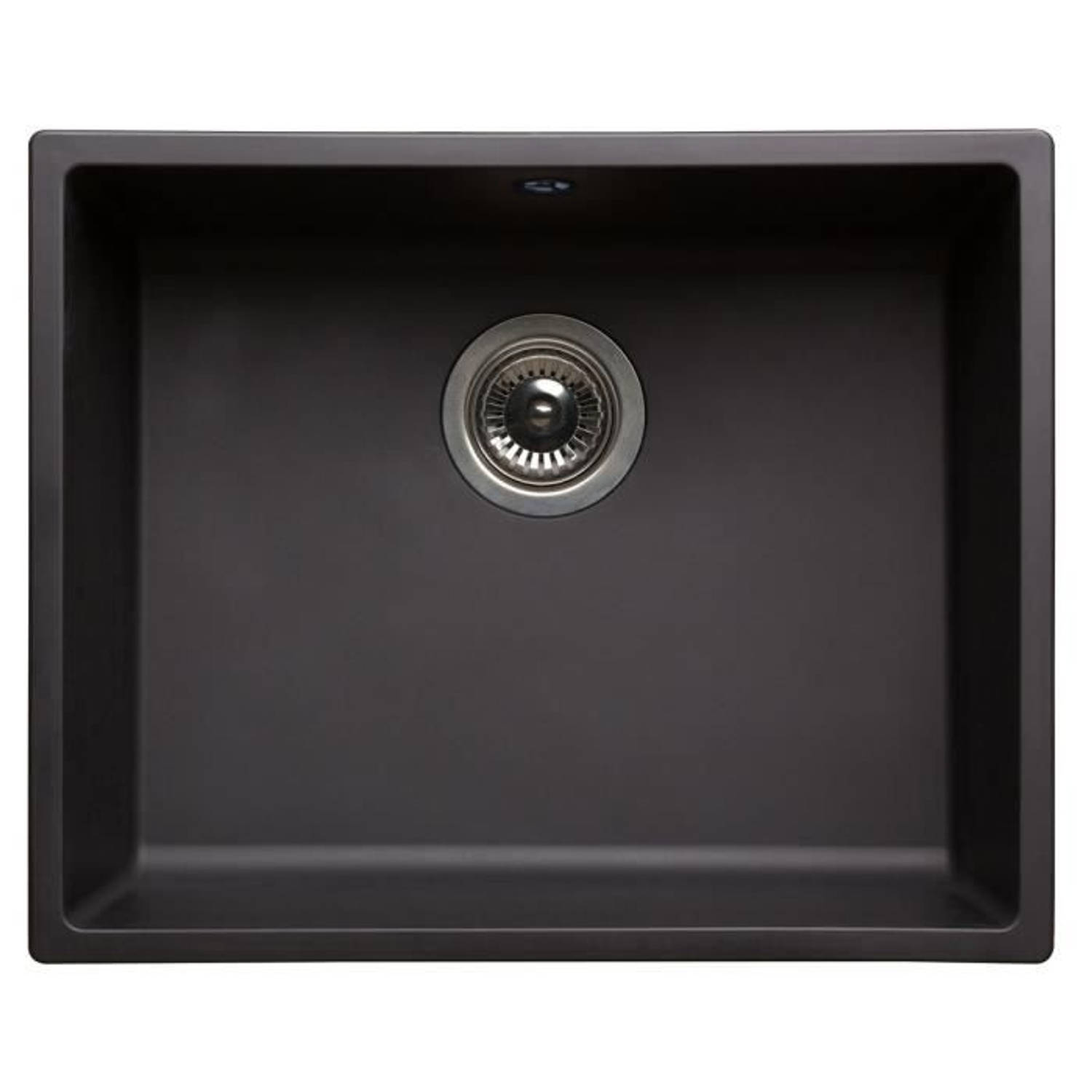 Nord Inox Ingebouwde Gootsteen 1 Kom + 1 Manddrain Zonder Afdruiprek - Hars - 50 X 40 X 20 Cm - - Negro