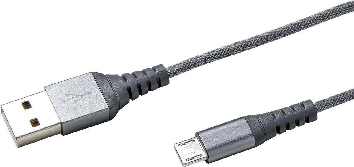 Micro-usb Kabel Nylon, - Celly - Grijs