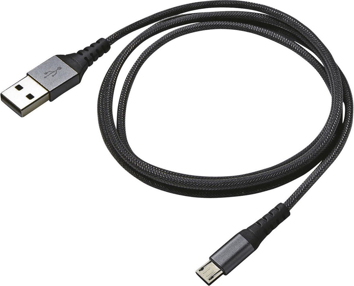 Micro-usb Kabel Nylon, - Celly - Zwart