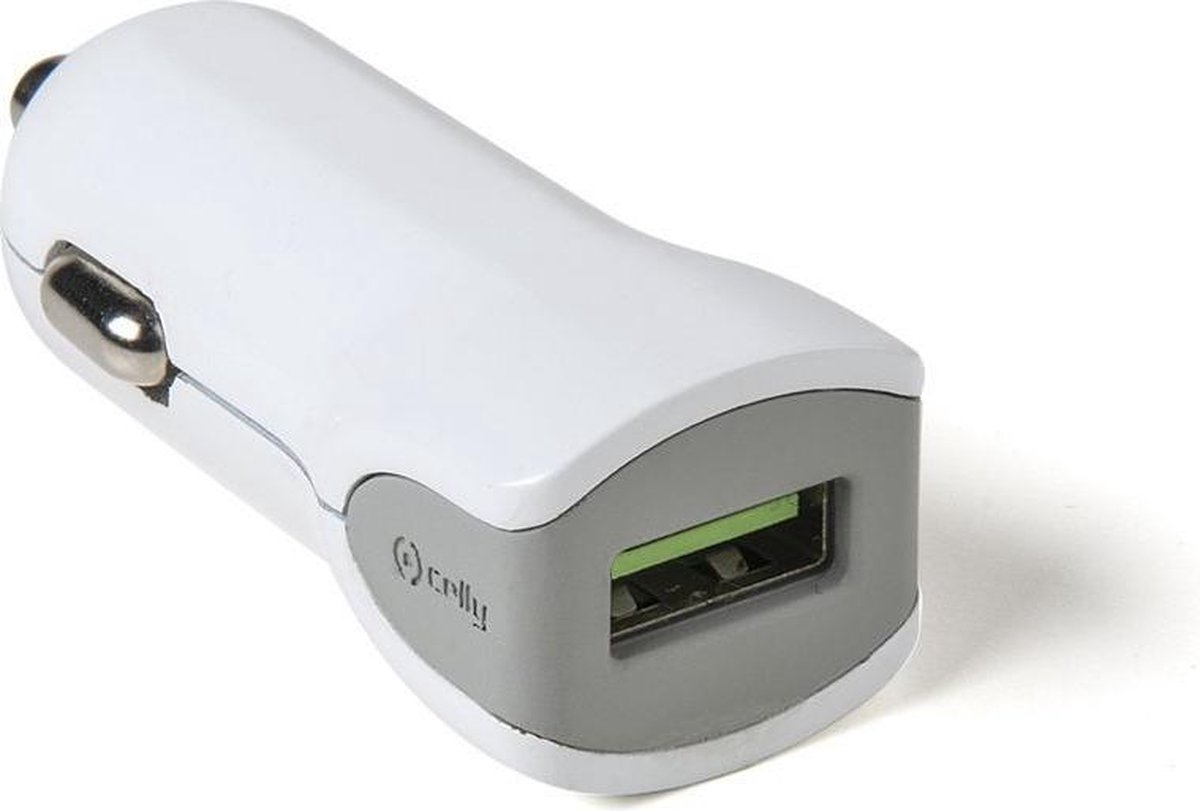 Turbo Autolader 2.4a Met 1 Usb Poort, - Celly - Zwart