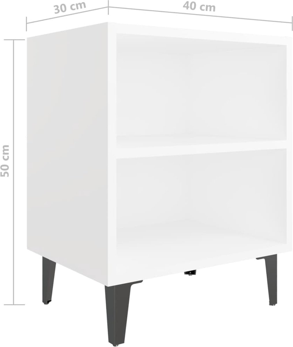 Vidaxl Nachtkastjes 2 St Met Metalen Poten 40x30x50 Cm - Wit