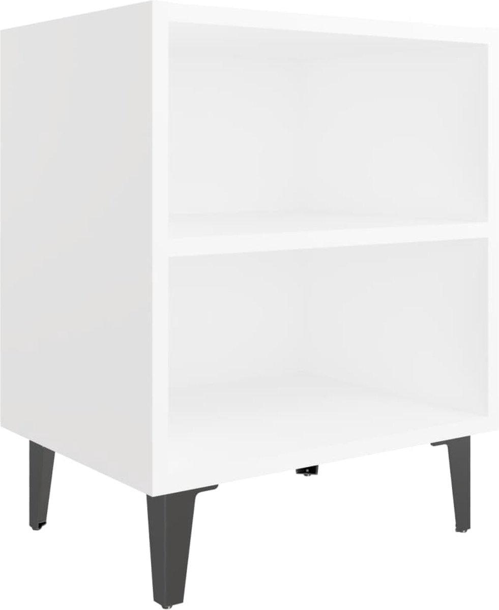 Vidaxl Nachtkastjes 2 St Met Metalen Poten 40x30x50 Cm - Wit