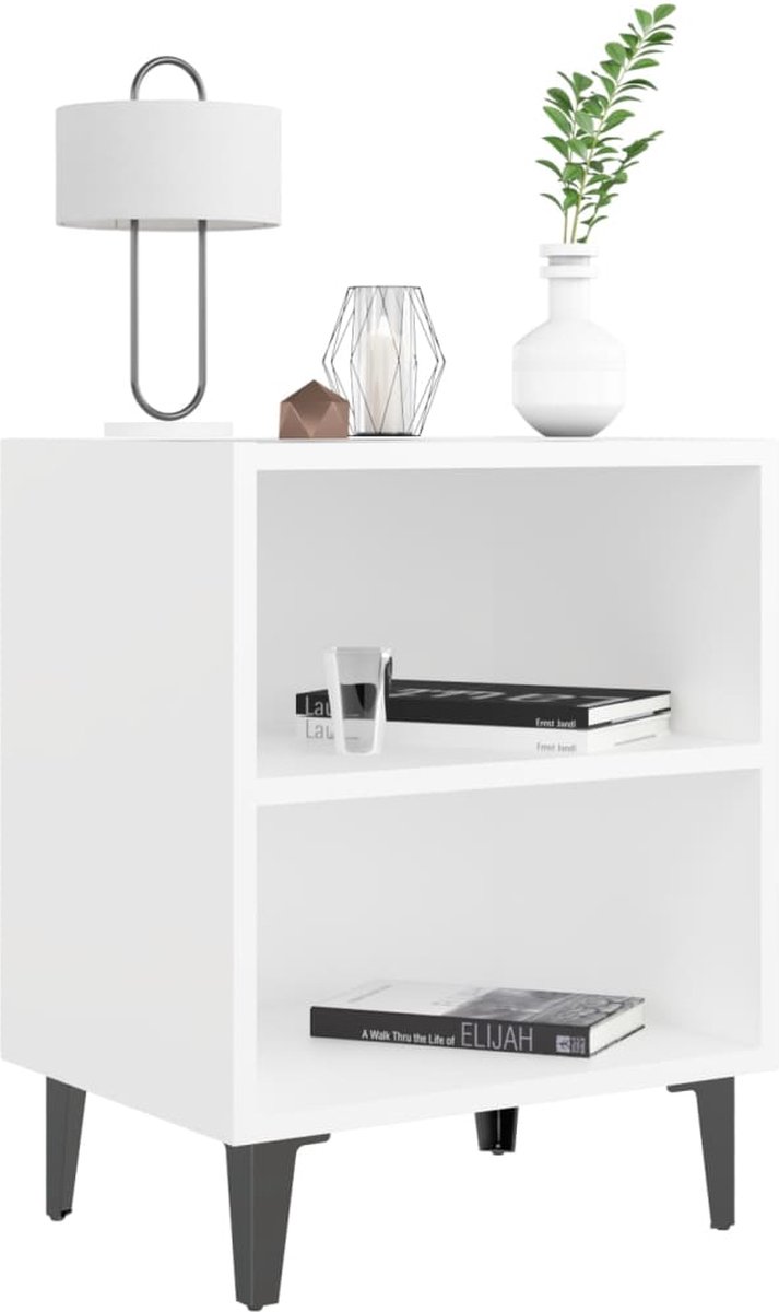Vidaxl Nachtkastjes 2 St Met Metalen Poten 40x30x50 Cm - Wit