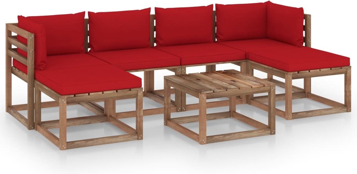 Vidaxl 7-delige Loungeset Pallet Met Kussens Geïmpregneerd Grenenhout - Bruin