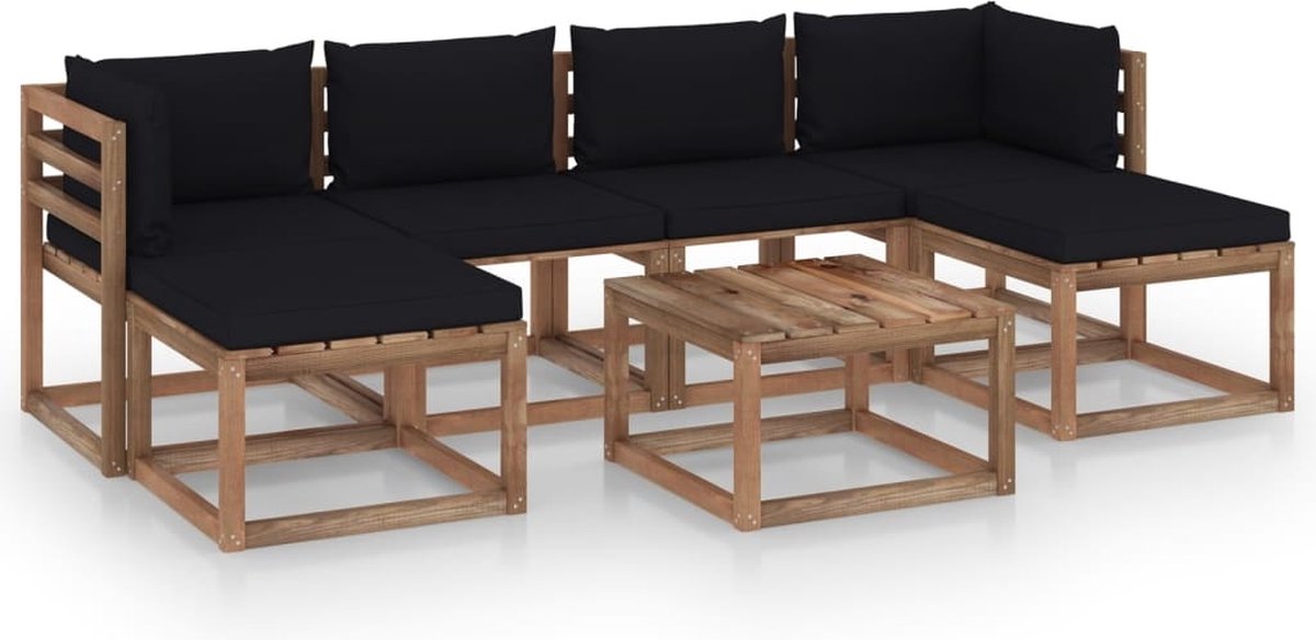 Vidaxl 7-delige Loungeset Pallet Met Kussens Geïmpregneerd Grenenhout - Bruin