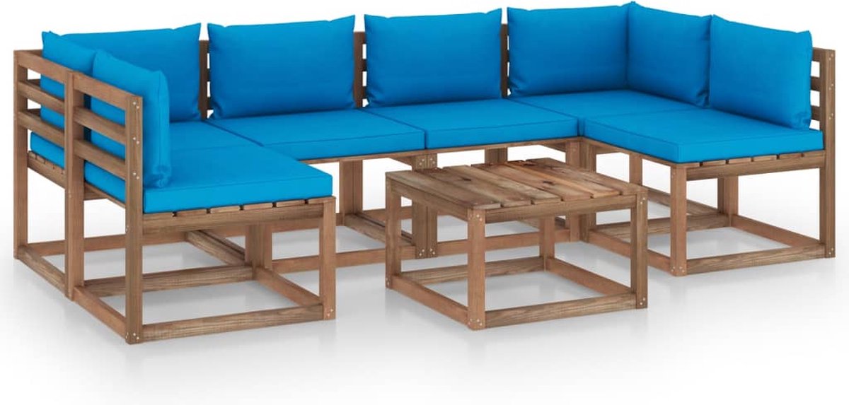 Vidaxl 7-delige Loungeset Pallet Met Kussens Geïmpregneerd Grenenhout - Bruin