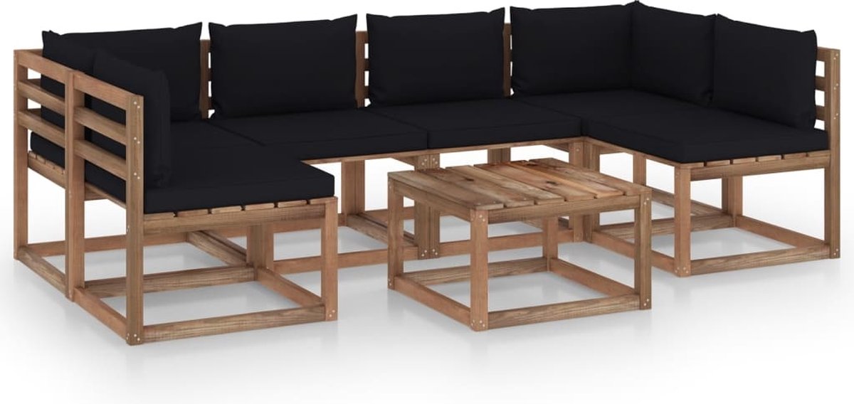 Vidaxl 7-delige Loungeset Pallet Met Kussens Geïmpregneerd Grenenhout - Bruin