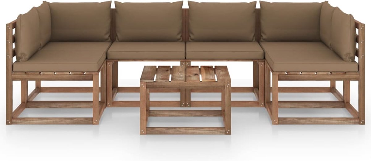 Vidaxl 7-delige Loungeset Pallet Met Kussens Geïmpregneerd Grenenhout - Bruin