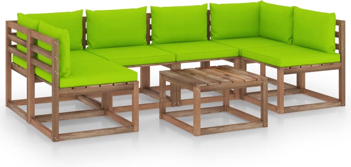 Vidaxl 7-delige Loungeset Pallet Met Kussens Geïmpregneerd Grenenhout - Bruin