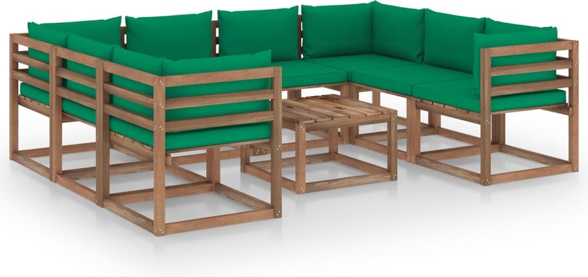 Vidaxl 9-delige Loungeset Mete Kussens - Groen