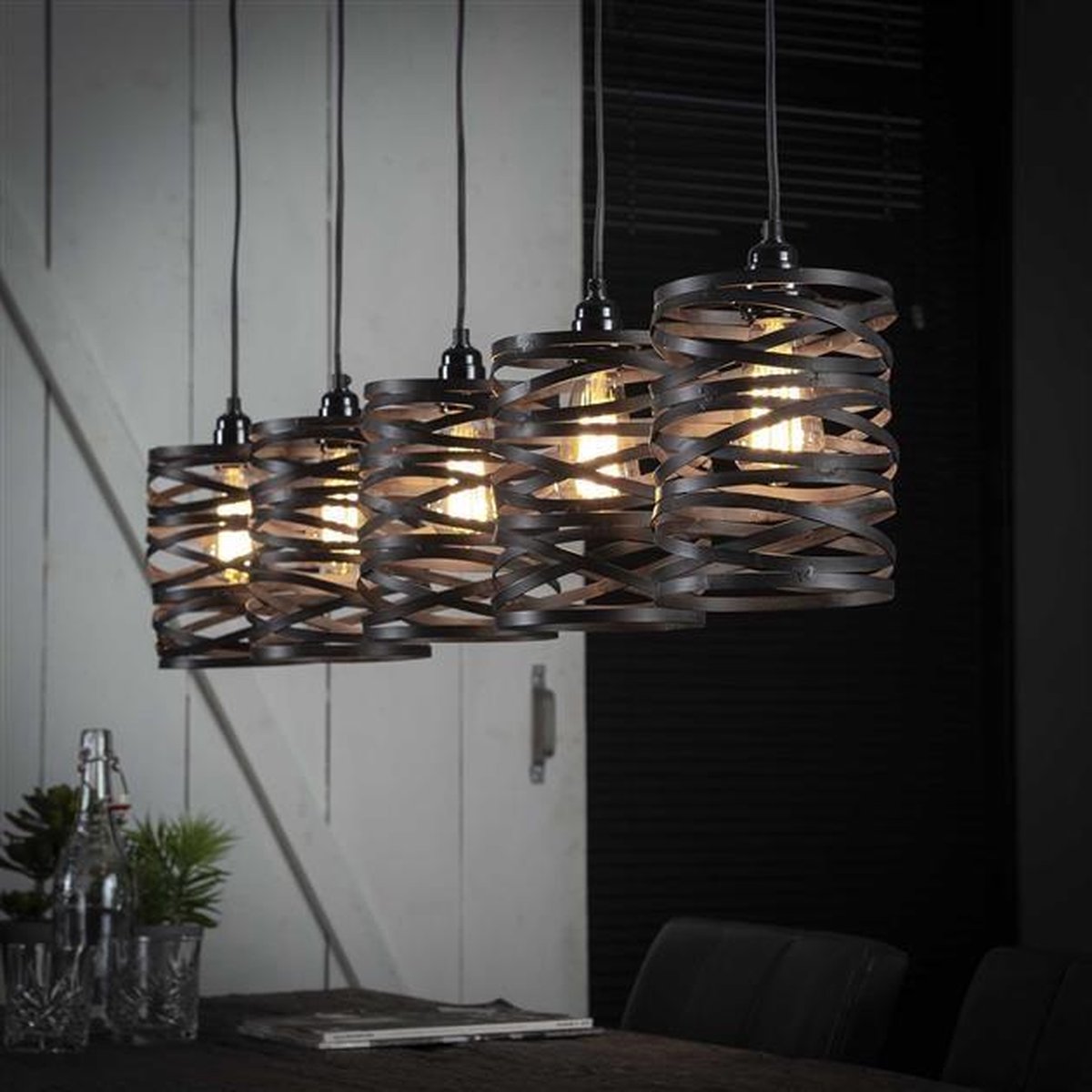 Dimehouse Industriële Hanglamp Spin 5-lichts - Bruin