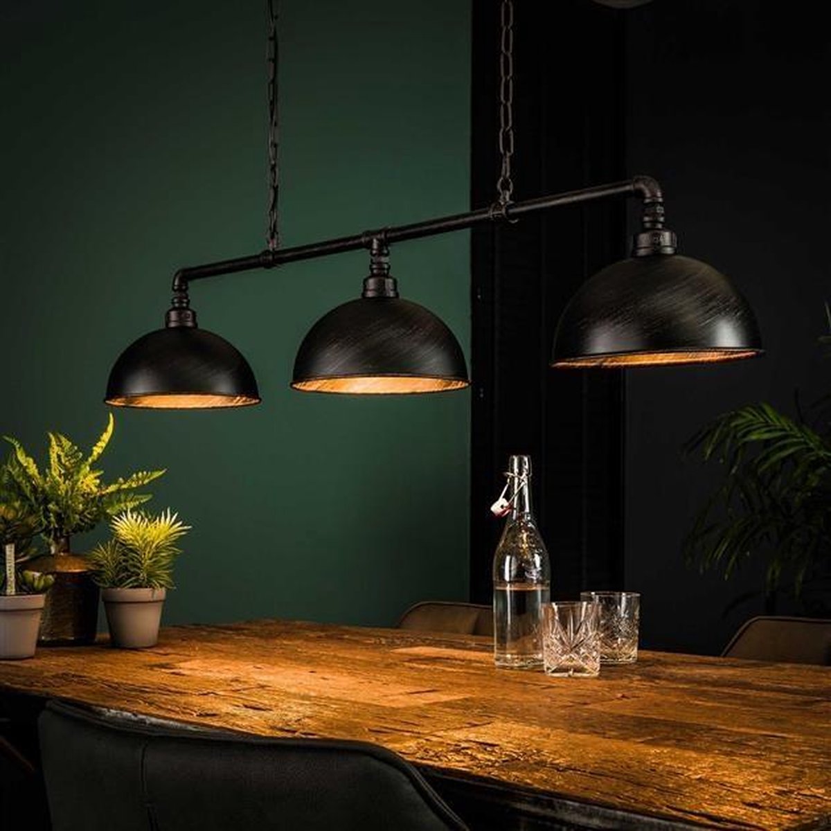 Dimehouse Industriële Hanglamp Abby 3-lichts - Zwart