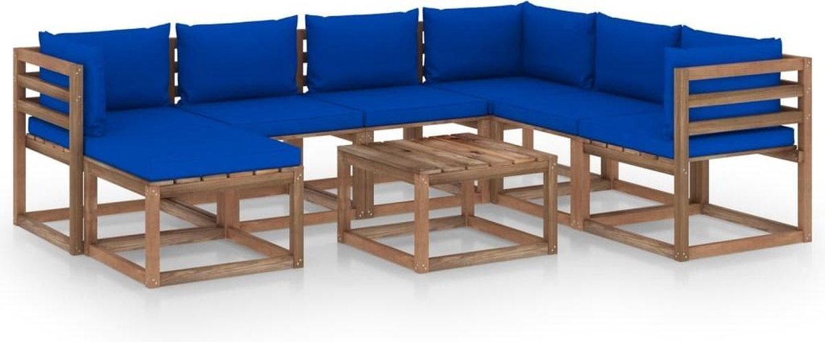 Vidaxl 8-delige Loungeset Mete Kussens - Bruin