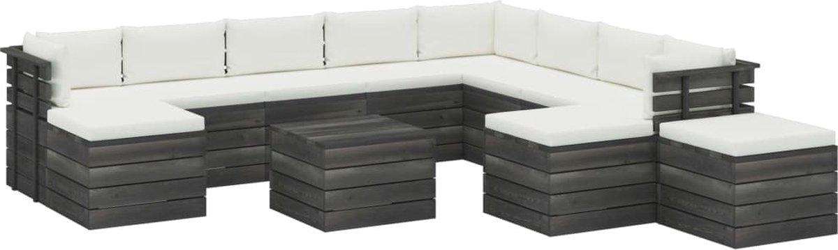 Vidaxl 12-delige Loungeset Met Kussens Pallet Massief Grenenhout