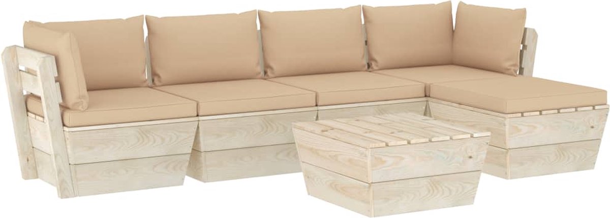 Vidaxl 6-delige Loungeset Met Kussens Pallet Vurenhout - Beige