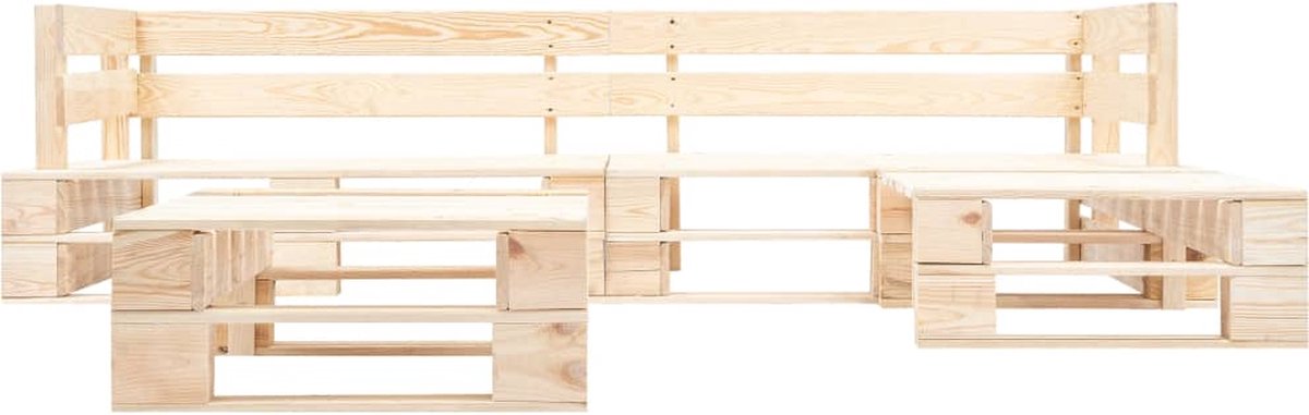 Vidaxl 4-delige Loungeset Pallet Met Zandkleurige Kussens Hout - Beige