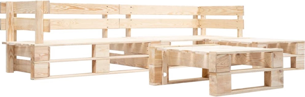 Vidaxl 4-delige Loungeset Pallet Met Zandkleurige Kussens Hout - Beige
