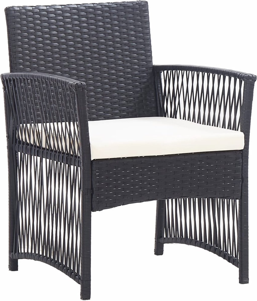 Vidaxl 4-delige Loungeset Met Kussen Poly Rattan - Zwart