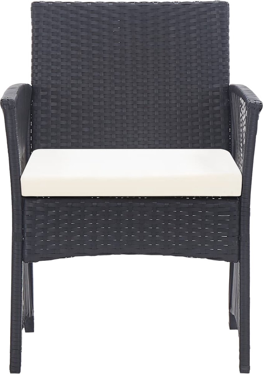 Vidaxl 4-delige Loungeset Met Kussen Poly Rattan - Zwart