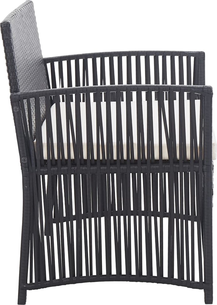 Vidaxl 4-delige Loungeset Met Kussen Poly Rattan - Zwart