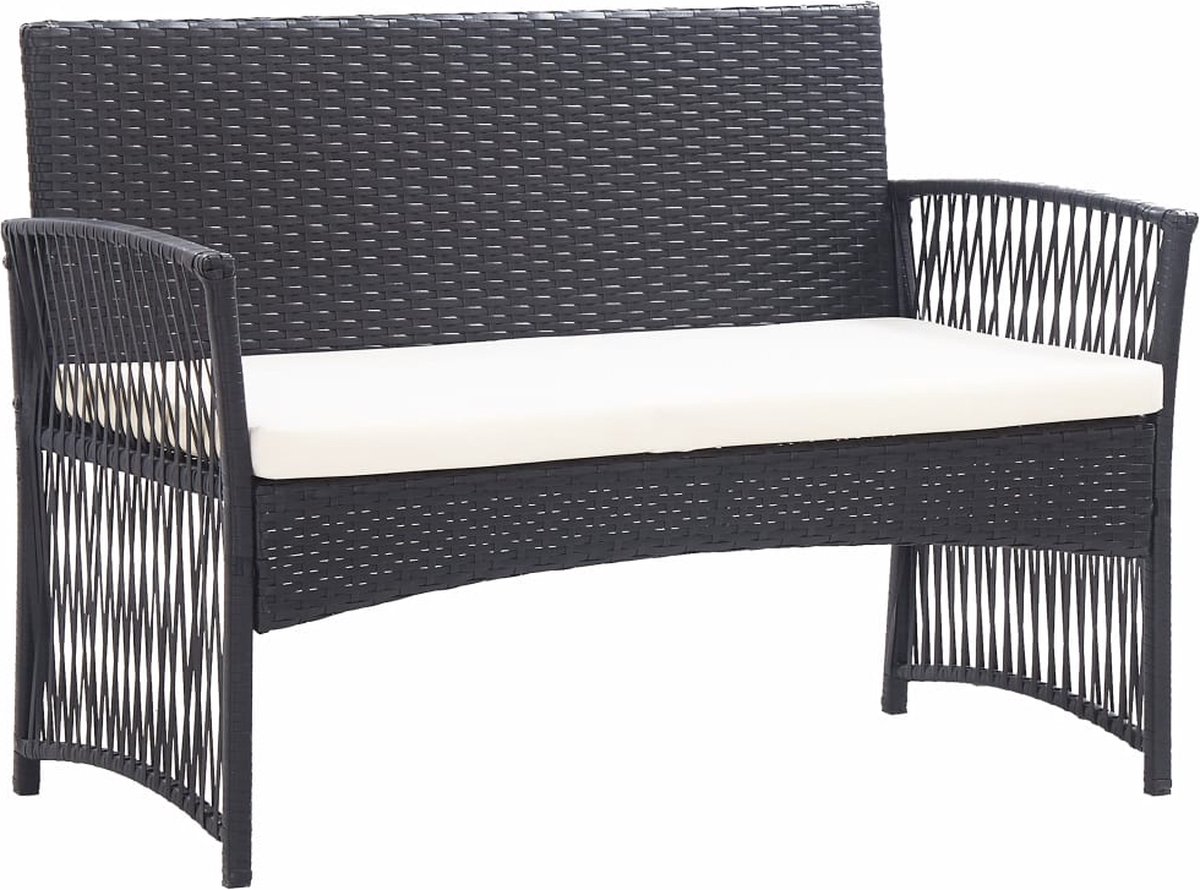 Vidaxl 4-delige Loungeset Met Kussen Poly Rattan - Zwart
