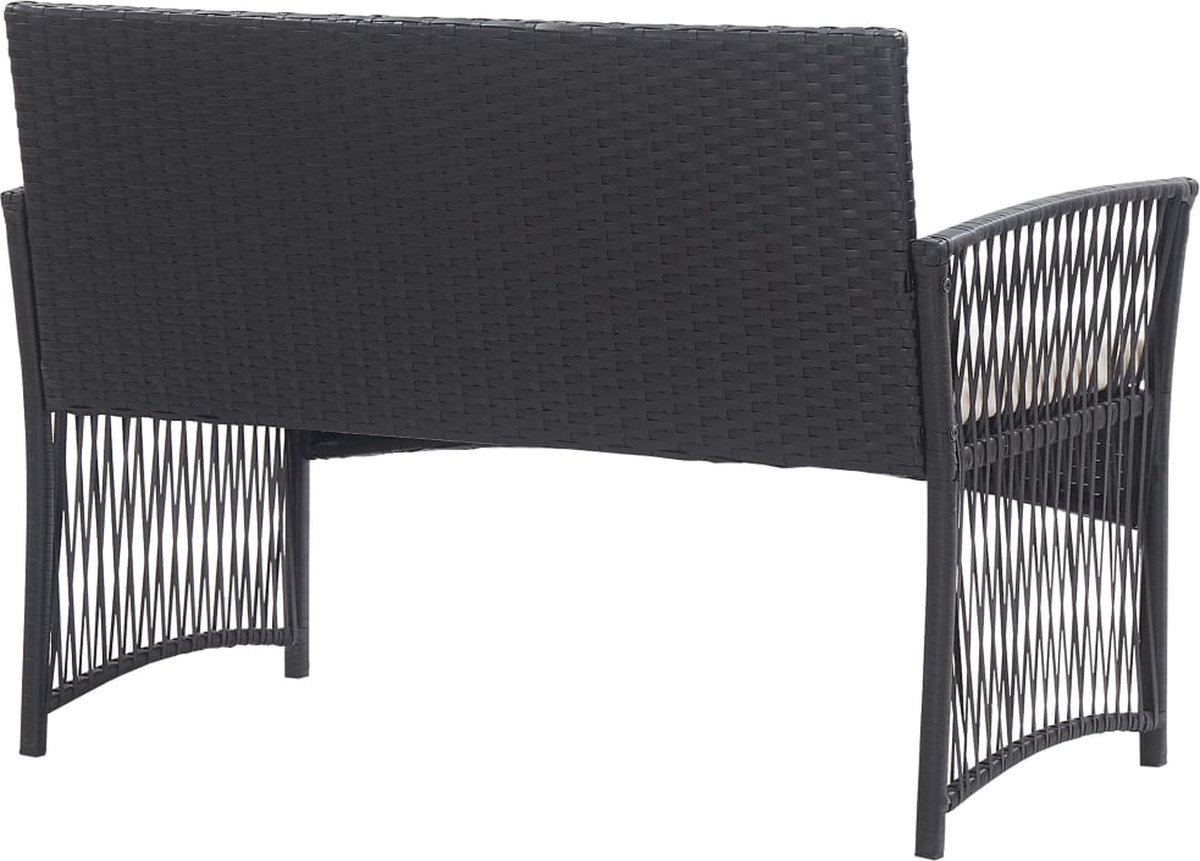 Vidaxl 4-delige Loungeset Met Kussen Poly Rattan - Zwart